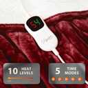 Homemate Electric Heated Blanket Full - 72"x84" Heating Bed Blankets Throw with 10 Heating Levels 8 Hours Auto Off Fast Heating Over-Heated Protection Ultra Soft Warm Flannel ETL Certified Red