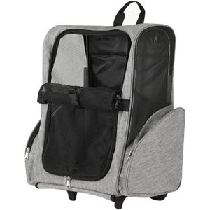 Pet Trolley Bag Cat Dog Travel Bag Portable & Breathable Pet Carrier Backpack - Lightweight Dual-Shoulder Design for Easy Travel with Your Beloved Companion Scalable Pull Rod pet Bag (Grey)