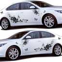 BININBOX Universal 1 Set Car Auto Body Sticker Butterfly Flower Vine Pattern Self-Adhesive Side Truck Vinyl Graphics Decals Hood Decal (Black)