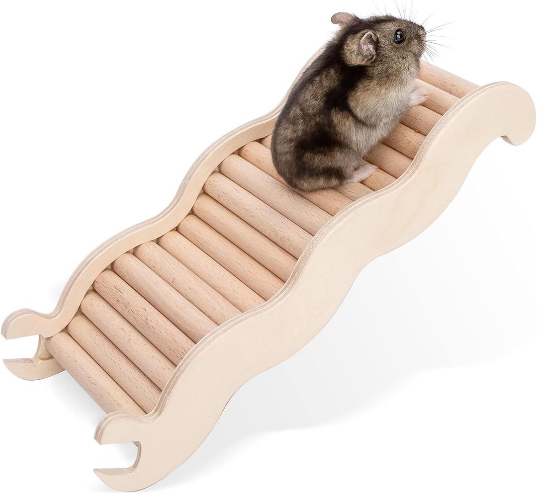 Niteangel Hamster Climbing Toy Wooden Ladder Bridge for Hamsters Gerbils Mice and Small Animals (Medium - 8.26'' L)
