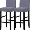 Lellen Bar Stool Covers Set of 2,Stretch Washable Barstool Seat Covers Removable Bar Chair Covers with Backs,Counter Height Bar Stool Chair Covers for Kitchen Dining Room Cafe(Gray Blue)