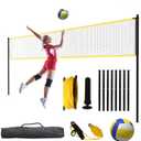 32FT Volleyball Net Set for Training, Adjustable Height 7.4' to 8' Volleyball Net Anti-Sagging, with Ball & Pump, Ground Stakes, Portable Carry Bag, Indoor & Outdoor Use