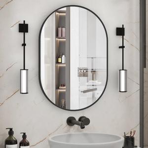 Oval Bathroom Mirror Wall Vanity Oval Mirrors, 20"x30" Black Bathroom Mirrors for Over Sink Pill Mirrors Capsule Wall Mounted Mirror, Modern Mirror with Metal Frame for Wall Decor