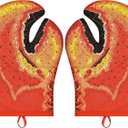 Lobster Claw Oven Mitts Quilted Cotton Lining Design Heat Resistant Crab Claw Gloves Microwave Oven Gloves Lobster Oven Mitts for Women Funny Oven Mitt Lobster Claw Gloves for Baking, BBQ, Grilling
