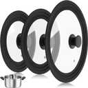 Ptwola 3PCS Universal Pot Lids for Pans and Skillets, Tempered Glass Replacement Cast Iron Frying Pan Cover with Heat Resistant Silicone Rim, Fits All 6" to 12" Diameter Cookware