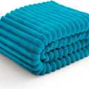 BEDELITE Twin Blanket for Couch & Bed, 300GSM Soft & Warm Fleece Blanket, Decorative and Giftable Striped Teal Blankets for Women, Men, 60"x80"