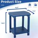 Adirondack Square Outdoor Side Table,2-Tier Storage Patio Side Table, HDPE End Tables for Backyard Pool Porch Garden Lawn, a:Oval 2-Tier