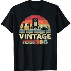 1986 Birthday Vintage T-Shirt Retro Vintage Tee T-Shirt, Size L
