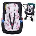 THE KENKYO 2-in-1 Reversible Infant Car Seat Insert for Newborn, Mink Dot Baby Car Seat Head & Body Support with Cotton Filled, Breathable Baby Car Seat Cushion for Strollers, Swings and Bouncers (Pink Flower)