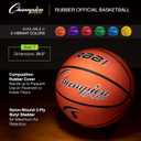 Champion Sports Rubber Basketballs Durable Indoor & Outdoor Training & Recreational Game Balls, Multiple Sizes & Colors