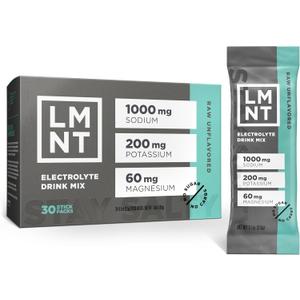 LMNT Zero Sugar Electrolytes - Raw Unflavored Salt | Drink Mix | 30-Count