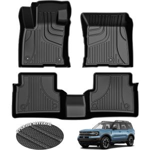 AOMSAZTO Floor Mats for Ford Bronco Sport 2021 2022 2023 2024 2025-1st & 2nd Row All Weather Protection Car Floor Liners Waterproof Mats