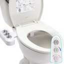 Hibbent Bidet Attachment for Toilet, Self Cleaning Dual Nozzle, Hot & Cold Water Spray Non-Electric Mechanical Bidet Toilet Seat for Rear or Female Washing Sanitizing, Adjustable Water Pressure, White