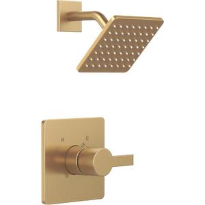 Replacement for Delta 13/14 Series Shower Trim Kit, Compatible with Delta R10000 Valve Shower Faucet Set, Brushed Gold Shower Head and Handle Set, Champagne Bronze (Cartridge and Valve Not Included)