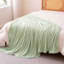 Amazon Basics Cooling Blanket for Hot Sleepers, Reversible Lightweight Thin Throw Blanket for Bed, Couch and Sofa, Twin XL (60" x 90"), Aloe Green