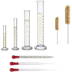 Only3Thick Glass Graduated Measuring Cylinder Set 10ml 25ml 100ml Glass with Two Brushes