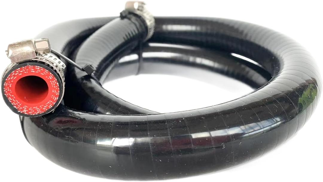 13MM (1/2") X 3.28FT Black High Temp Reinforced Silicone Heater Tubing Hose Radiator Coolant Straight Line(Work Pressure 145PSI/4-ply Reinforced/5MM Thick)+2 Clamp
