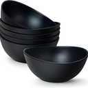 6.2'' Bamboo Fiber Cereal Bows Set of 6, Soup Bowls 24 Oz for Serving Salad, Snack, Side Dishes, Modern Oval Lightweight Bowls for Breakfast,Lunch and Dinner, Dishwasher and Freezer Safe(Matte black)