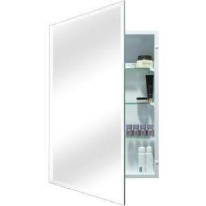 22x30 inch Frameless Beveled Mirror Medicine Cabinet - Waterproof Bathroom Storage Cabinet, Mirror Cabinet, Adjustable Shelves, Recessed or Surface Mount (White), CM1014-2230