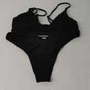 Women's Sexy Two Piece Tummy Control Thong Bottom V Neck Bikini Swimsuits, size L