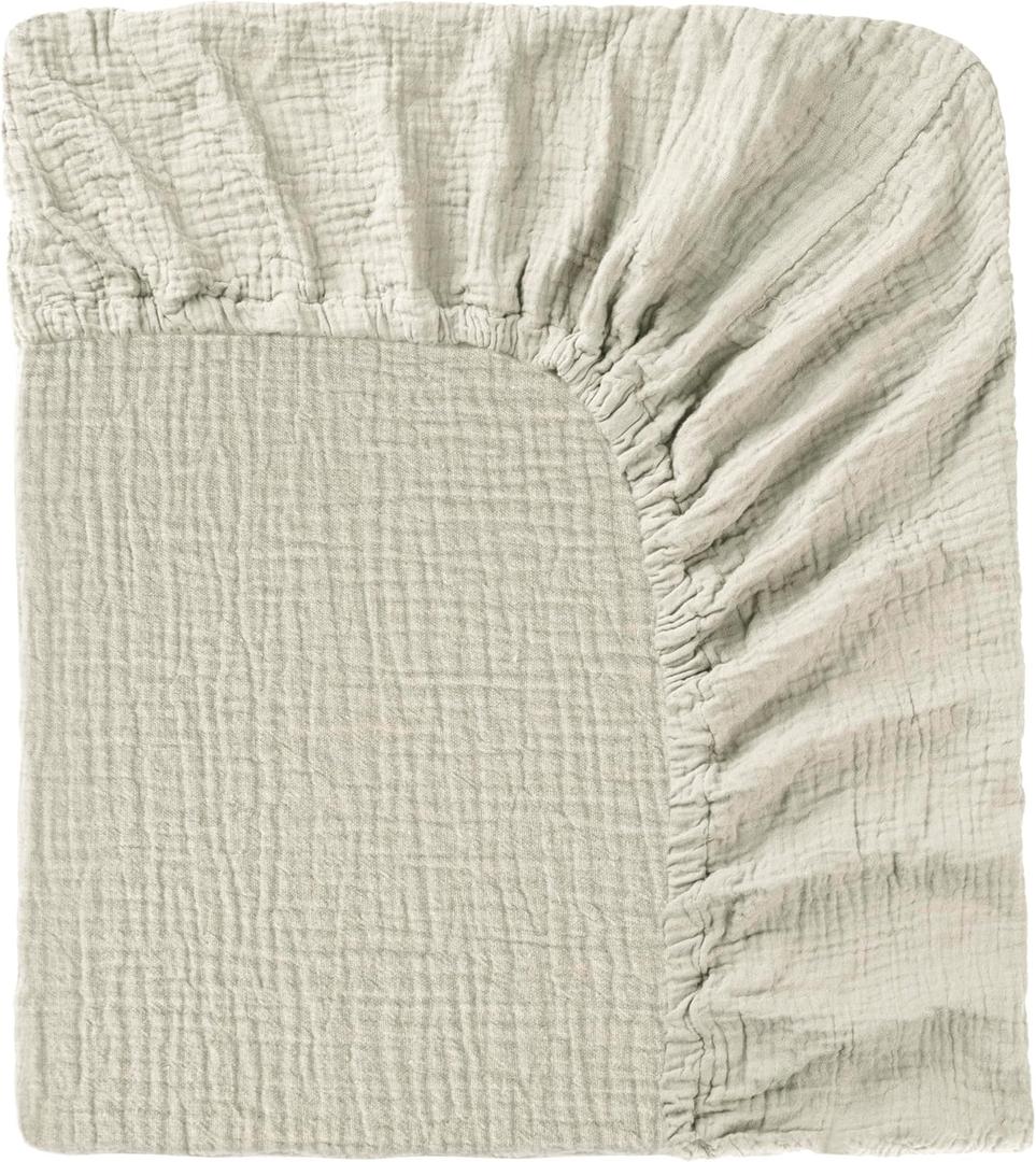 Muslin Crib Sheet  100% Cotton Baby Fitted Sheet for Boys & Girls, Ultra Soft & Breathable, Snug Fit with 360 Elastic, Fits Standard Crib Mattress 28" x 52" & Toddler Beds. (Gray)