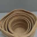 Planter Basket Set – 5-Piece Handwoven Jute Planter Basket for Home Decor, Nursery, or Indoor Plants (5'' to 8'' Diameter, 4.75'' to 7.75'' Height) – Wrinkle Free - Natural Beige with White Band