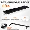 Fun Memories Floating Shelves for Wall, 30" Rustic Wood Deep Wall Mounted Shelves with Invisible Brackets for Decor & Storage, Floating Shelf for Living Room, Bathroom (Black, Set of 2), 30"W x 6.5"D, 2Packs