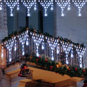 Christmas Lights Outdoor Decorations 218 LED 13.8ft Curtain Fairy Lights with 12 Drops, Clear Wire LED String Light Decor with 8 Modes for Wedding Party Holiday Christmas Indoor Outdoor Decor (Cool White)