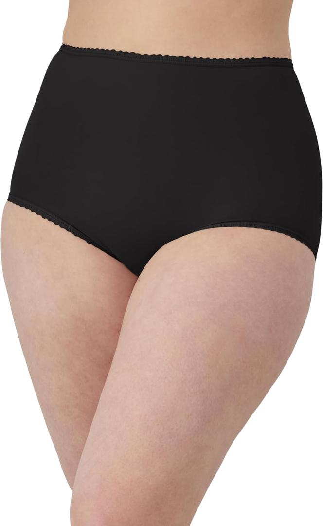 Bali Women's Skimp Skamp Brief Underwear, Panties, Smoothing Stretch Brief Underwear for Women (7, Black)
