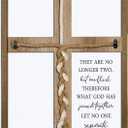 Matthew 19:6 What God Has Joined Sign 15"X10" Cord of Three Strands Braid for Wedding Ceremony Cross Ideas Wood Frame Christian Marriage Gifts Decor for Couple Anniversary Religious (Wood)