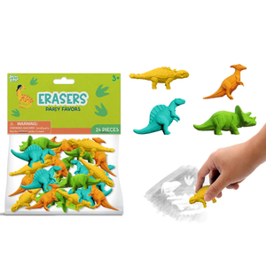 Wholesale Dino Gamer Erasers 24 Pieces, Set Of 3