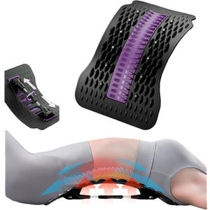 NEINEI Back Stretcher for Lower Body Comfort with Stepless Arc-Adjusting & 12 Magnets - Spinal Support Board for Muscle Relaxation and Posture Support (Black with Purple)
