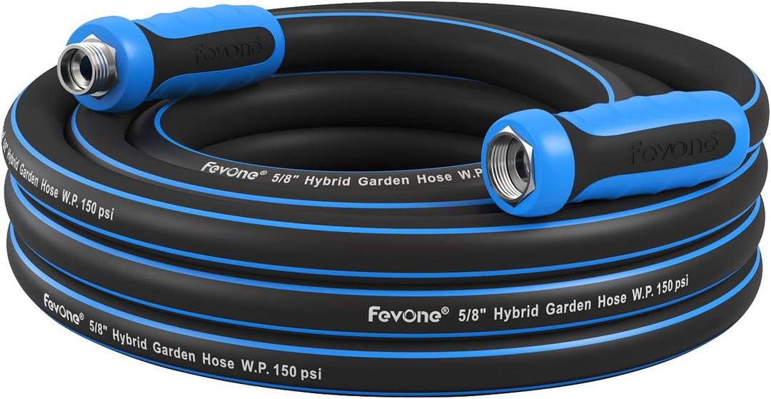 Fevone 12 ft Garden Hose, Offered by Manufacturer, Heavy Duty Water Hose, Hybrid Polymer, Kink Resistance, 3/4" GHT Aluminum Fittings, 5/8" ID, 600 PSI, Drinking Water Safe (GH8)