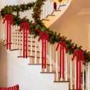 6 Pcs Long Velvet Christmas Swag Bows, 23.5"x15.5" Rustic Vintage Velvet Bows for Christmas Tree, Wreath, Staircase, Garland, Mantel and Door Decor (6, Red)