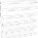 upsimples 6 Pack Clear Acrylic Shelves, 1.7" x12" Clear Wall Shelves for Nail Polish, Vinyl Wall Mount, Record Holder, Magazine Rack, Comic Display, Picture Ledge Shelf Dcor, 12x1.7