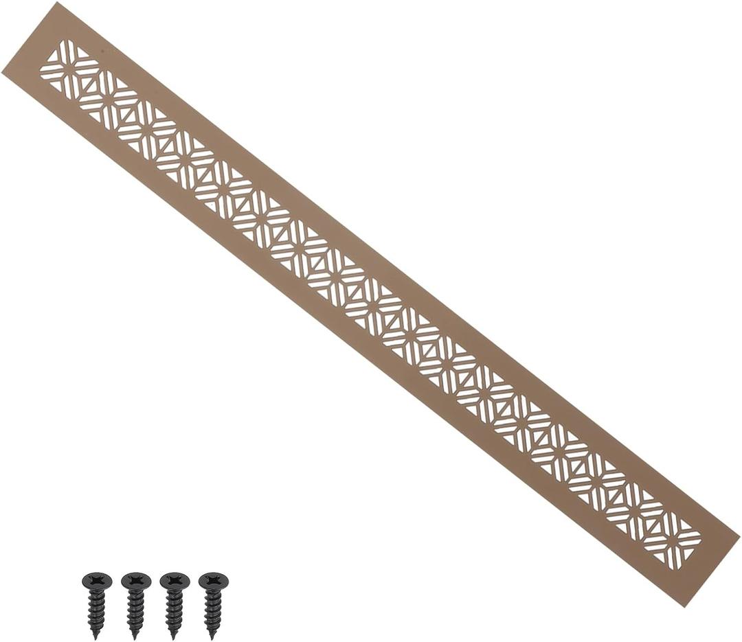 PATIKIL 20 x 2 Inch Door Air Vent Cover, Heavy Duty Aluminum Grille Ventilation Cover Louvered with Mounting Screws for Cabinet Wardrobe Door, Brown