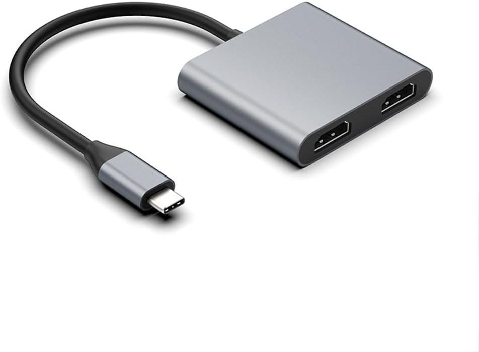 USB C to Dual HDMI Adapter, 4K@60hz Dual Monitor Adapter for MacBook Pro/Air, Thunderbolt 3/ USB Type C to 2 HDMI Big Screen Display Hub Dongle for Dell HP Surface Desktop, Laptops, USB-C Devices