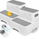Harwaya Toddler Step Stool for Bathroom Sink, 2-Pack Kids Toilet Potty Step Stools, Heavy Duty Baby Child Stepping Stool with Handle for Toddlers Kitchen Counter Bedroom Nursery Room (White)