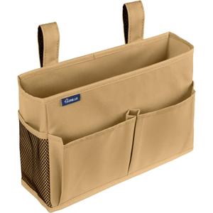 Surblue Bedside Caddy Hanging Organizer Bedside Storage Bag for Bunk and Hospital Beds (Small, Khaki)