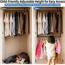 Hanging Closet Rods, Adjustable Height & Width Closets Bar Lower Extender for Hanging Clothes, Heavy Duty Hanging Bars for Clothing Storage and Organizer, Space-Saving & Expandable Double Closet Rod