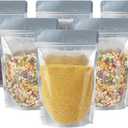 100 Pack 8 x 12 Inch Stand Up Pouch Bags Zipper Mylar Bags Clear Front with Aluminum Foil Back Reusable Food Storage Bags for Multipurpose with Gusset Bottom(5.5mil Thickness)