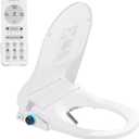 Electric Bidet Toilet Seat Round,24V Low-Voltage Heated Seat Instant Warm Water Wash & Warm Air Dryer,Self-Cleaning Nozzle,Remote Control,Soft Close Lid,Smart Bidet for Standard Round Toilets