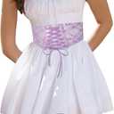 SUOSDEY Womens Lace-up Corset Belt Transparent PVC Lace Vintage Elastic Waist Belt for Dress (Purple)