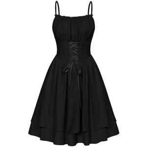 Scarlet Darkness Renaissance Dress Women Chiffon Spaghetti Strap Corset Dress, Extra Large, Black  Scarlet Darkness Renaissance Dress Women Chiffon Spaghetti Strap Corset Dress, Extra Large, Black