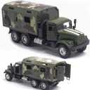 OTONOPI Military Truck Metal Diecast Army Armored for Boys Girls Pull Back Toy Model Car Treatment Transport Vehicle with Lights and Sounds