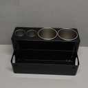 Lifewit Hair Tools Organizer for Vanity, Countertop Blow Dryer Holder, Acrylic Hot Tool Organizer for Hair Dryer, Brush, Curling Iron, Straightener in Bathroom, 4 Stainless Cups, Black