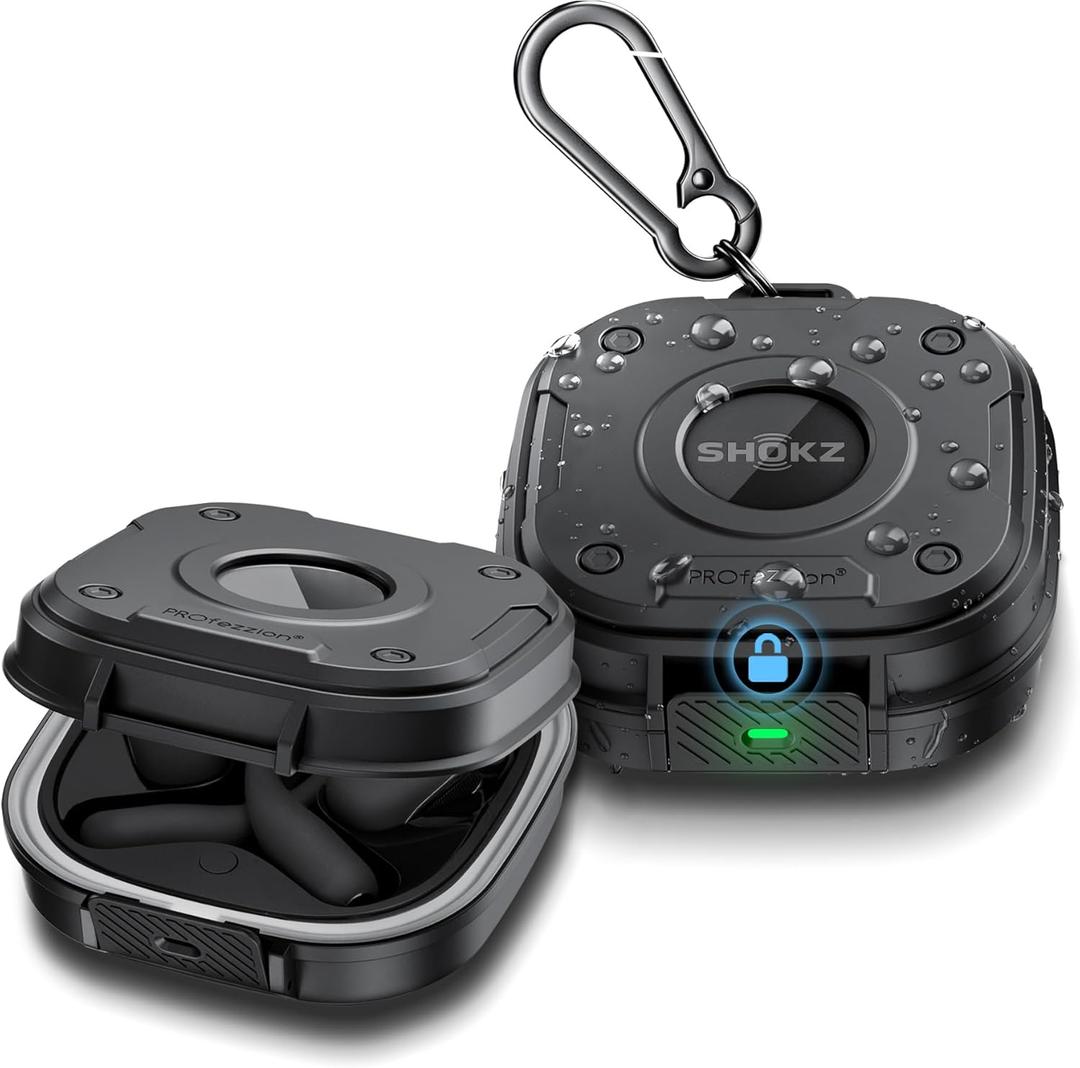 PROfezzion for Shokz OpenFit 2+ Case Cover, Heavy Duty Hard Shell Lock Case with Full Coverage and Secure Locking Latch for Shokz OpenFit 2 Plus Open-Ear Headphones (Not for The OpenFit 1 & Open Air)