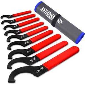 9Pcs Coilover Spanner Wrench Set, Adjustable Shock Wrench Universal Carbon Steel Spanners for Most Coil Over Shock Adjustments (Blue)