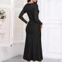 BWQ Women's 2025 Fall Long Sleeve Mesh Sheer Dress Bodycon Split Cocktail Wedding Guest Maxi Dresses (L)