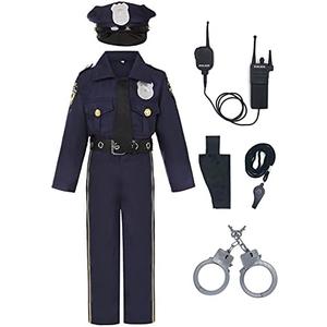 Viyorshop Kids Police Officer Costume Deluxe Cop Set for Halloween Cosplay Dress Up XS